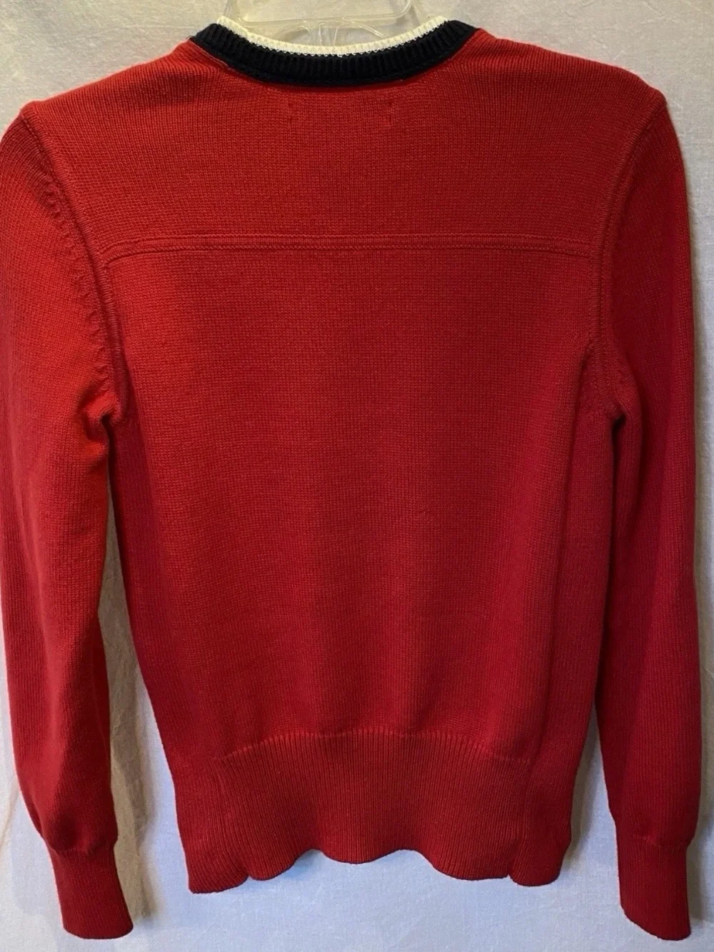 VTG Y2K Tommy Hilfiger Red Cotton Crew Neck Logo Sweater Womens Small Petite